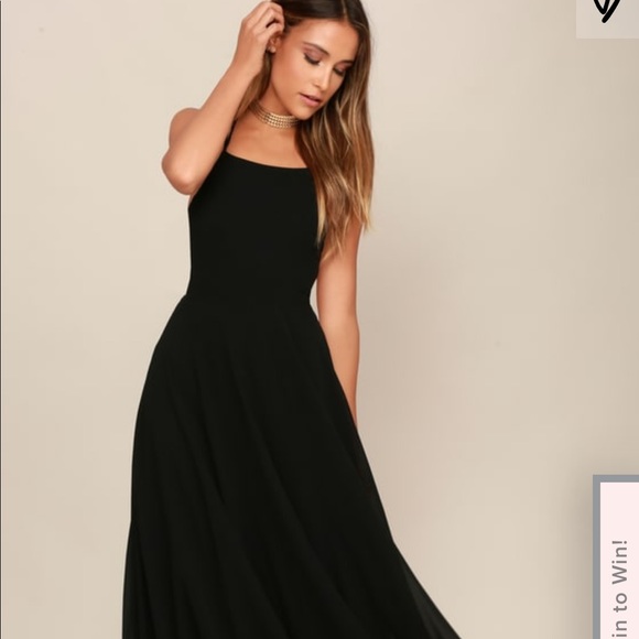 LULUS STRAPPY TO BE HERE BLACK MAXI DRESS - Picture 2 of 8
